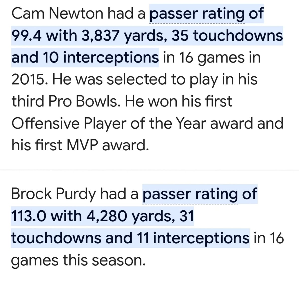 D_Hawthorne57's tweet photo. @RSherman_25 Right. Let's put it in perspective, the year Cam put up the numbers Brock did this year, he won MVP of the League. https://t.co/G8tGlk4cFM