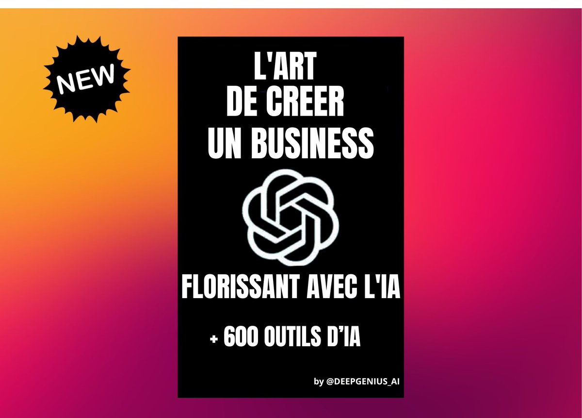 Deep_GeniusAi's tweet image. 3 jeunes aux Us🇺🇸, Alex, Savannah et Ryan, utilisent l’IA pour créer des business générant jusqu'à 15 000 € / mois. 🤯

J'ai rédigé un guide détaillant leurs stratégies + 600 outils d’IA en bonus🫶

Il coûte 149 €, mais je l'offre gratuitement pendant 72 h !

Pour l'obtenir :