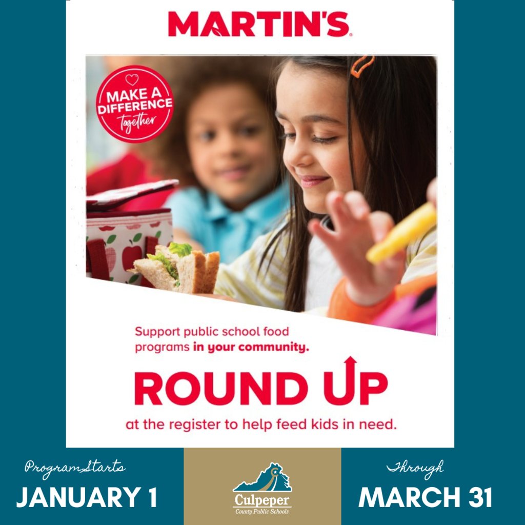 Don't forget to Round Up! at Martin's now through March 31, 2024. We appreciate the support of our community to help eliminate food insecurity for our children. @MartinsFoodMkts #EliminateHunger