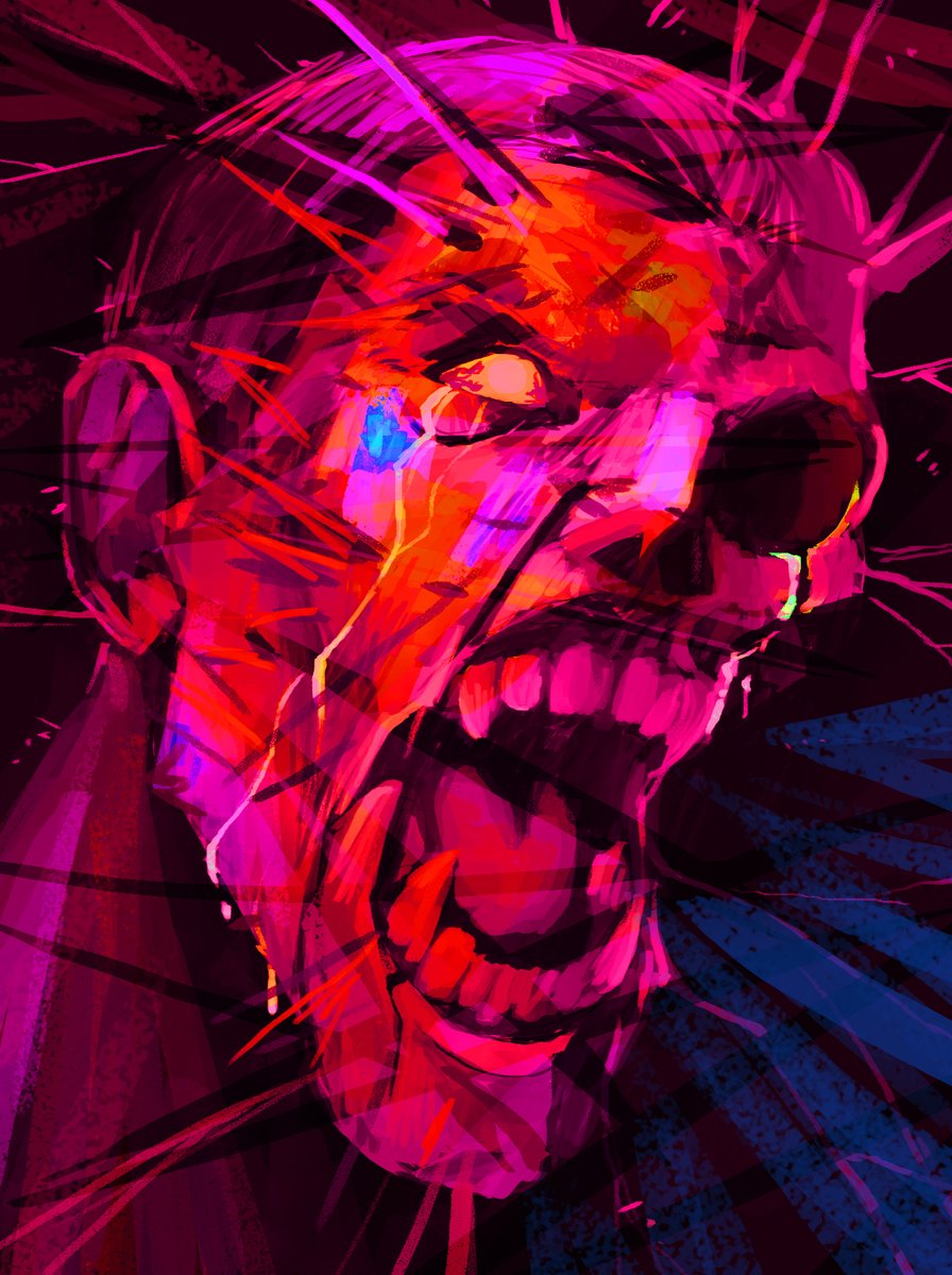 DubiousArtiste's tweet image. Different from my usual stuff, but I tried to paint what overstimulation feels like. 

This summer has been an especial pain on my system and the last week I&apos;ve had almost no creative energy, so I just vomited on the page as you can tell. 

#autism #overstimulation #surreal #art