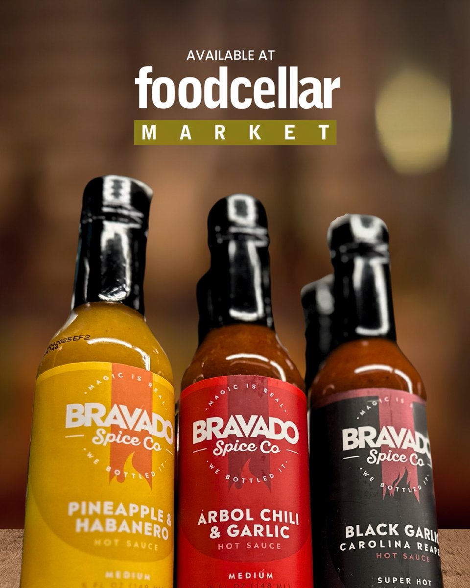 Exciting news, Long Island City! 📣 You can now find this good looking Bravado Spice Co. trio of hot sauces at your local Foodcellar Market! <a href="/foodcellar/">Foodcellar Market</a> 

Stock up on:
🍍 Pineapple &amp; Habanero
🌶 Árbol Chili &amp; Garlic 
🧄 Black Garlic Carolina Reaper