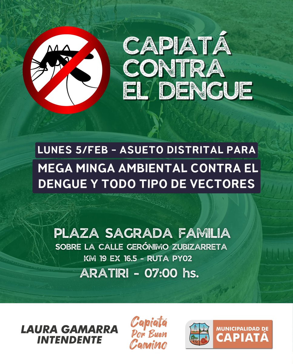 ➡️ Municipalidad de Capiatá declara asueto para realizar mega minga ambiental contra el dengue.

Más info: m.facebook.com/story.php?stor…