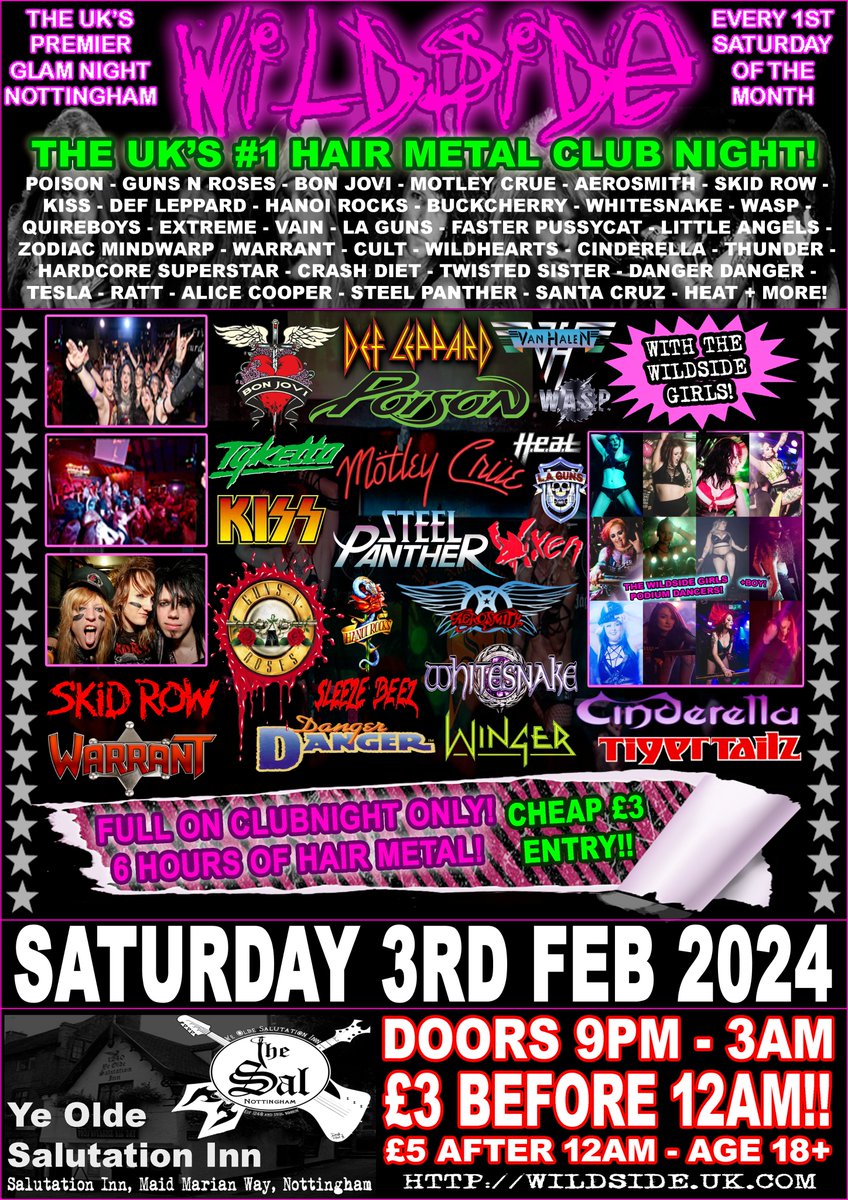 wildside_glam's tweet photo. Wildside clubnight happening tonight!

The best in Hair Metal / Glam / Hard Rock / 80's Rock Anthems / AOR / Melodic Rock / Sleaze 'n' Cheese - LETS ROCK! 🤩🤘

#HairMetal / #Glam / #HardRock / #80sRockAnthems / #AOR Salutation Inn - Nottingham UK

Saturday 3rd February 9pm doors https://t.co/xQdIrCph63