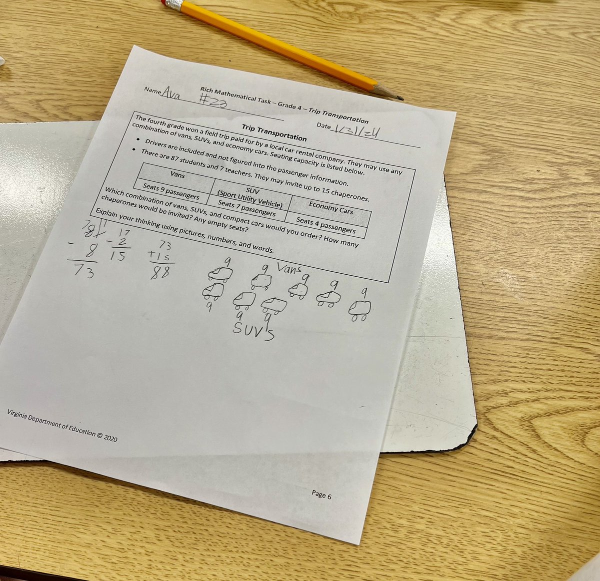 MsNevlud's tweet photo. This week students completed a rich math task from @VDOE_News and enjoyed problem solving! I loved the collaboration, conversations, and thinking that were occurring before, during, and after this task! @BennettES_PWCS https://t.co/s8pvQiJXhZ