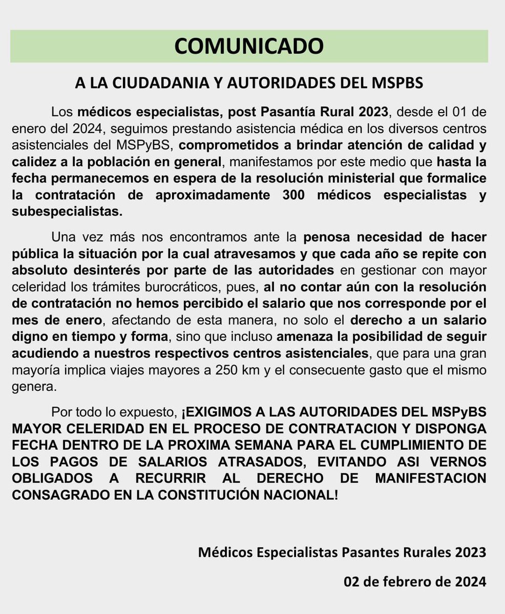 La realidad en Paraguay:
Senado vs. Médicos especialistas