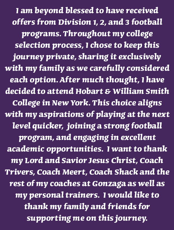 COMMITTED! @HobartFootball #GoStatesmen #TheHobartWay @Coach_DeWall @Coach_Meert @CoachDShack @GonzagaTDC @GonzagaGoodNews #nowembracefinish #menforothers