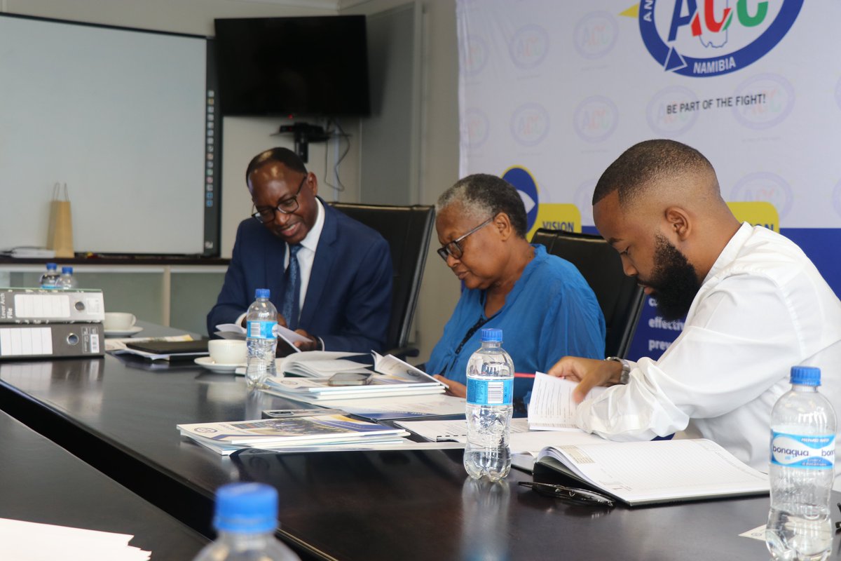 ACCNamibia's tweet photo. Hon. Elma Jane Dienda, Member of Parliament and Chief Whip of the Popular Democratic Movement (PDM), in the company of Mr. Hamlet Luboni, paid a courtesy visit to Mr. Paulus Noa, Director-General of the Anti-Corruption Commission. #Bepartofthefight @PDM @Parliamentnamibia https://t.co/nj7txPqvdv