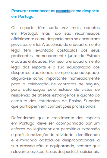 A Iniciativa Liberal quer reconhecer os esports como desporto em Portugal. O programa eleitoral foi lançado há 1 hora. Podem consultar aqui o programa completo: iniciativaliberal.pt/wp-content/upl…