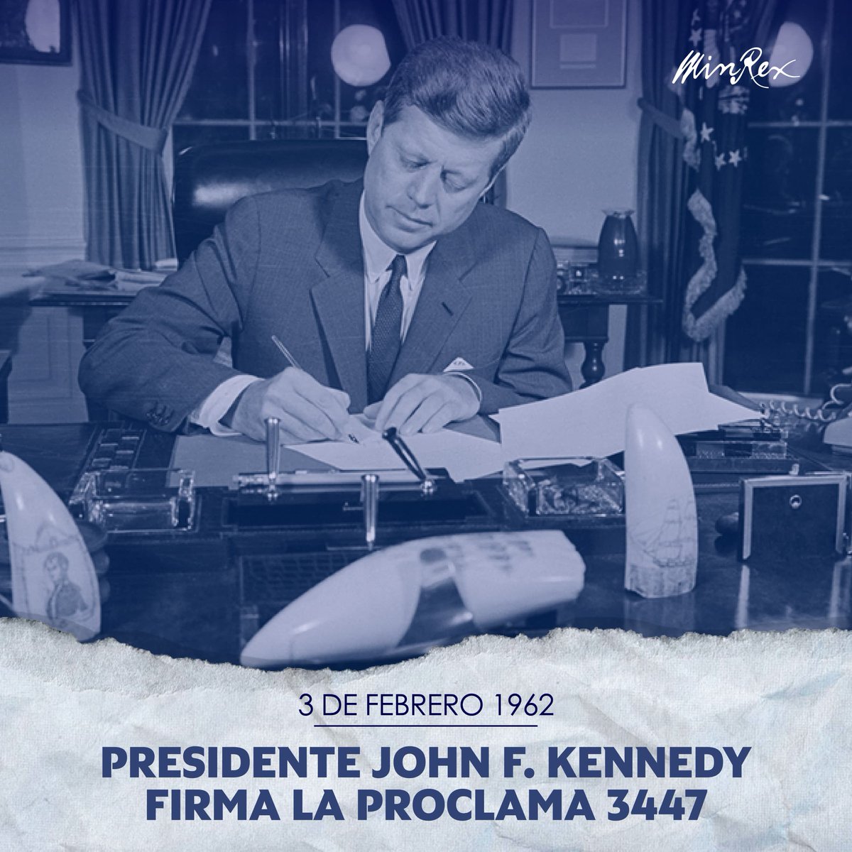 El presidente Kennedy, hace 62 años, legalizó el bloqueo contra #Cuba 🇨🇺 con el que pensaba erróneamente quebrar la resistencia de la Revolución.

El pueblo cubano, con inigualable dignidad, seguirá luchando contra esa criminal política, y seguirá venciendo.

#MejorSinBloqueo