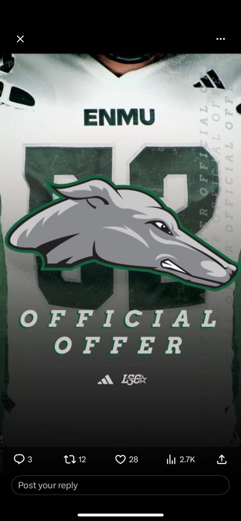 The_IanFishburn's tweet photo. After a great visit, I’ve been officially offered by ENMU! @CoachKelleyLee @nmpreps @PrepRedzoneNM https://t.co/ThYrPVZXAu
