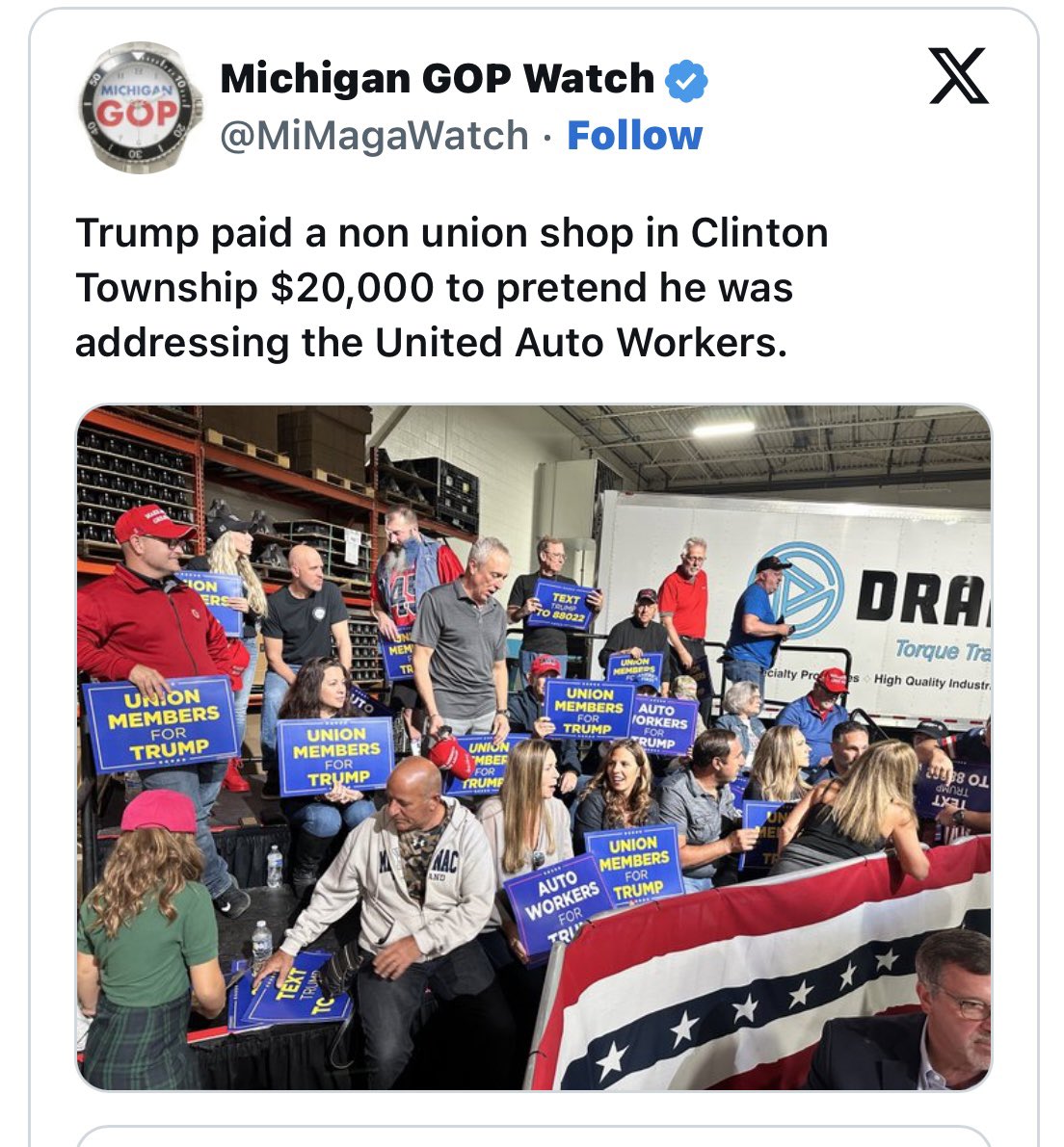 #DemVoice1 President Biden became the first President to join a picket line for the UAW Recently, Biden received the endorsement of the United Auto Workers Union for President Donald Trump countered this by paying a non-union auto parts shop $20,000 to stage a fake event with…
