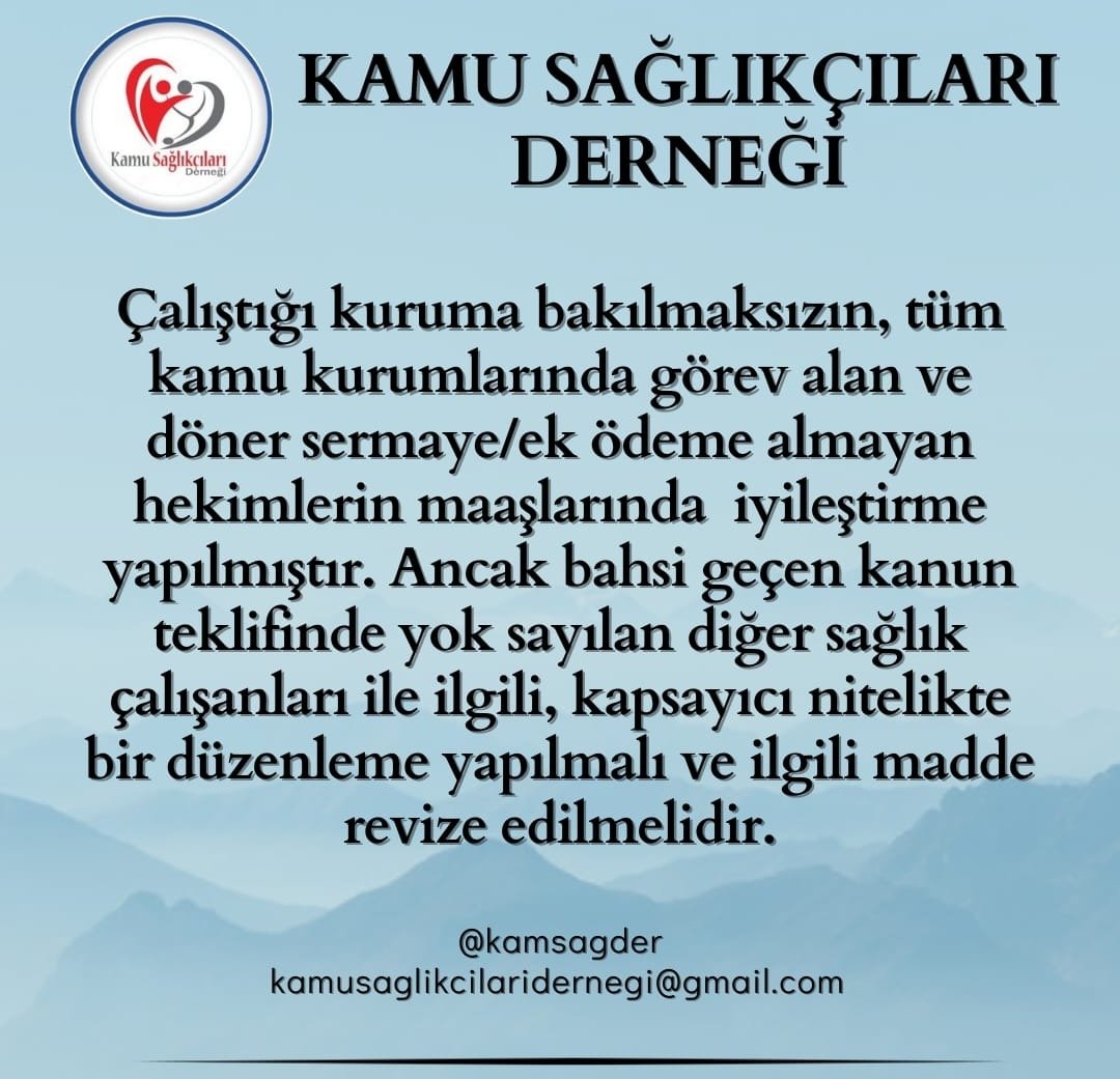 <a href="/kamsagder/">KAMU SAĞLIKÇILARI DERNEĞİ</a> <a href="/fevzizirhlioglu/">Fevzi Zırhlıoğlu</a> Sayın Vekilim Kamuda kanayan yara olan sağlık bakanlığı dışında kamularda görev yapan kamu sağlıkçılarının mağduriyeti konusunda desteğinizi istiyoruz.

<a href="/fevzizirhlioglu/">Fevzi Zırhlıoğlu</a>
<a href="/kamsagder/">KAMU SAĞLIKÇILARI DERNEĞİ</a>