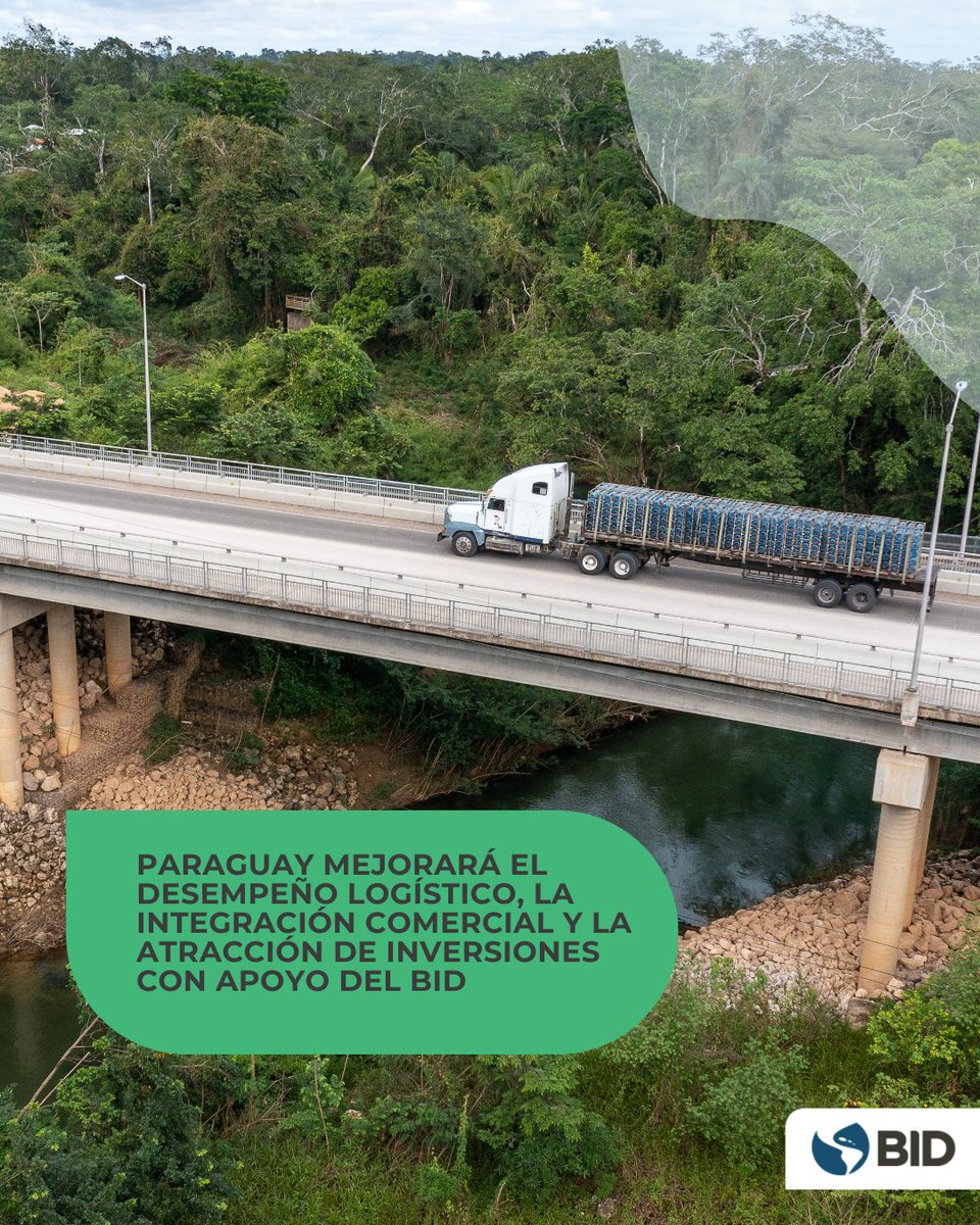 el_BID's tweet photo. #Paraguay reducirá tiempos y costos asociados al #Comercio exterior, diversificará las #Exportaciones y planeará infraestructura y servicios logísticos resilientes. Conoce más sobre este proyecto que beneficiará a ciudadanos, #Mipymes y emprendedoras:  https://t.co/k8REkb2ntA https://t.co/PHvQa7kiFN