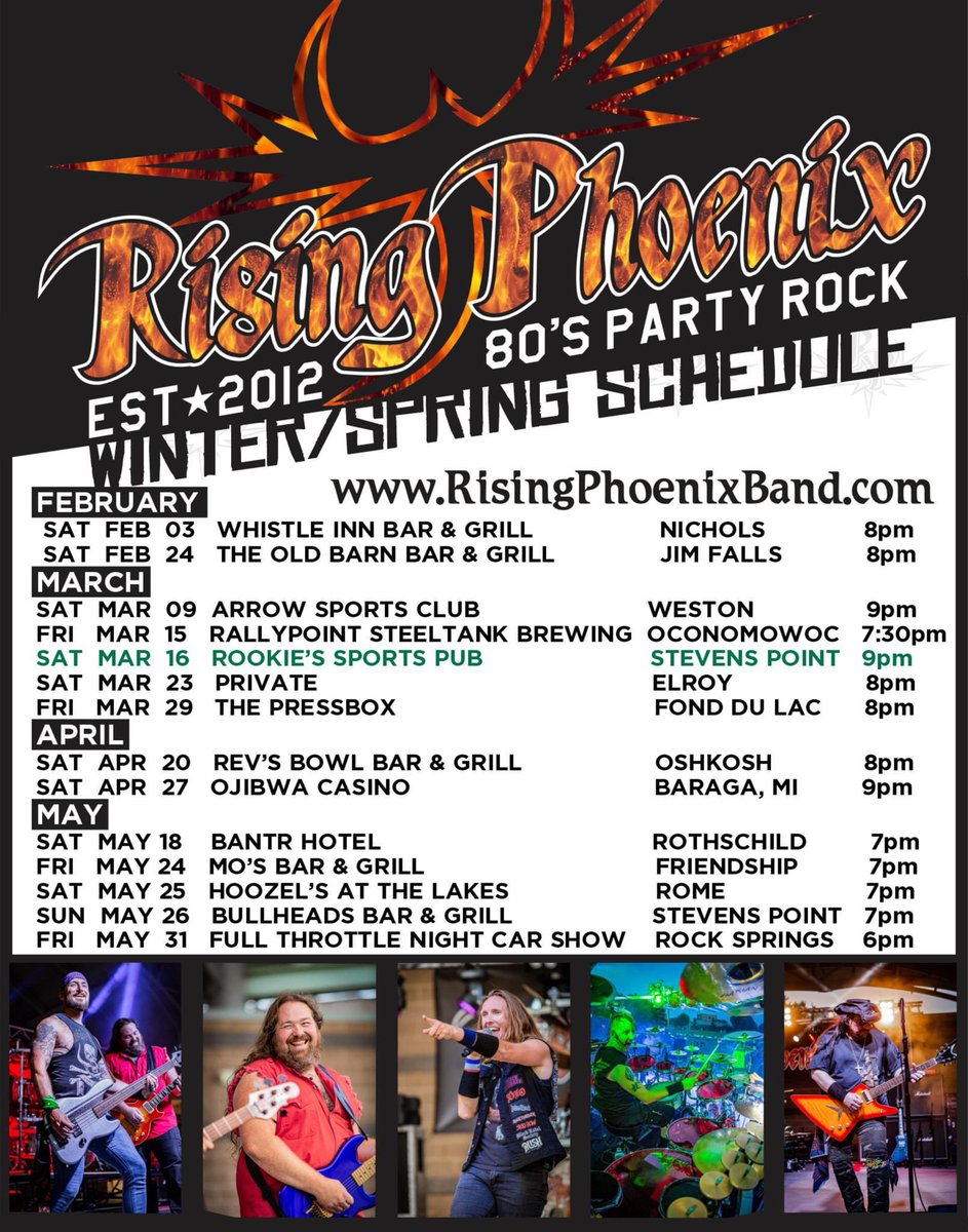 Winter / Spring Schedule is out! #Wisconsin #livemusic #rocknroll