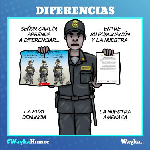 WaykaPeru's tweet photo. #WaykaHumor | A la PNP no le gustó la caricatura de Carlín y le exige rectificación. Aquí una diferencia entre ambas publicaciones:
@tovar_samanez https://t.co/IEPPdLgbfn