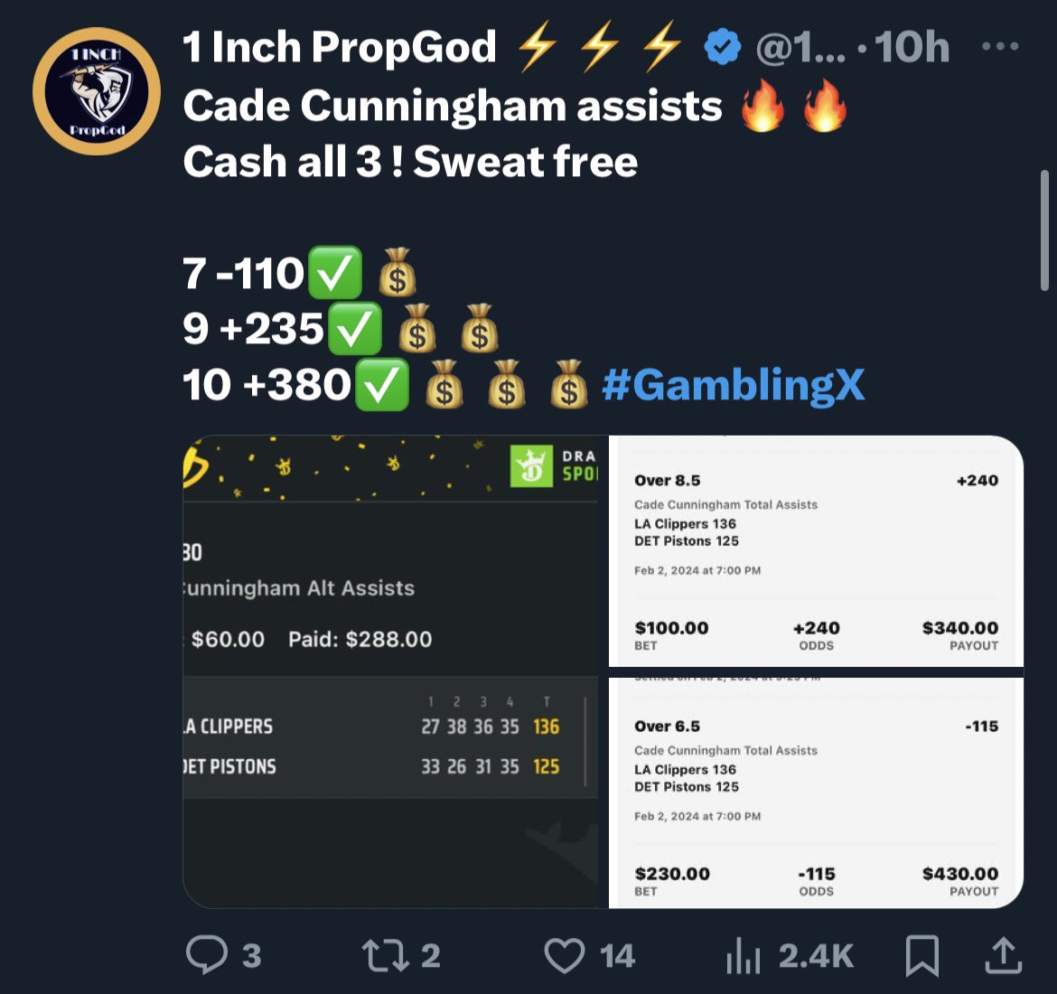 1Propgod's tweet image. That’s a SWEEP 🧹🧹🧹
✅✅✅✅✅

💥We cashed every straight bet again last night
-140💰💰
-130💰💰
-125💰💰
-110💰💰
-110💰💰
+100💰💰
+180💰💰
+230💰💰
+235💰💰
+380💰💰
+425💰💰

+14 units in total in 1 day 🏦

Dm if interested in VIP

Blessing 1 of you with $50 who 
❤️ + RT
