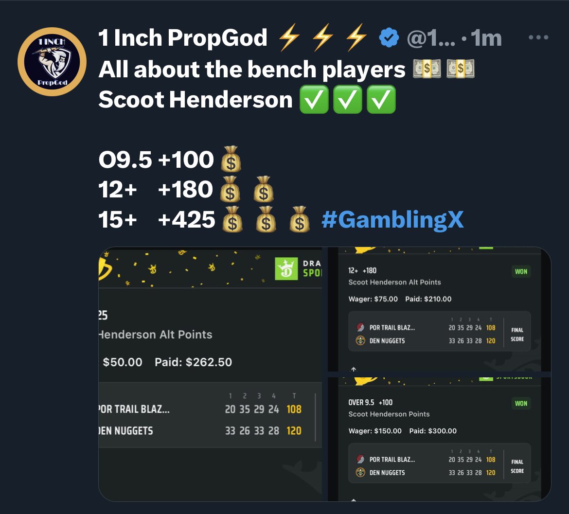 1Propgod's tweet image. That’s a SWEEP 🧹🧹🧹
✅✅✅✅✅

💥We cashed every straight bet again last night
-140💰💰
-130💰💰
-125💰💰
-110💰💰
-110💰💰
+100💰💰
+180💰💰
+230💰💰
+235💰💰
+380💰💰
+425💰💰

+14 units in total in 1 day 🏦

Dm if interested in VIP

Blessing 1 of you with $50 who 
❤️ + RT