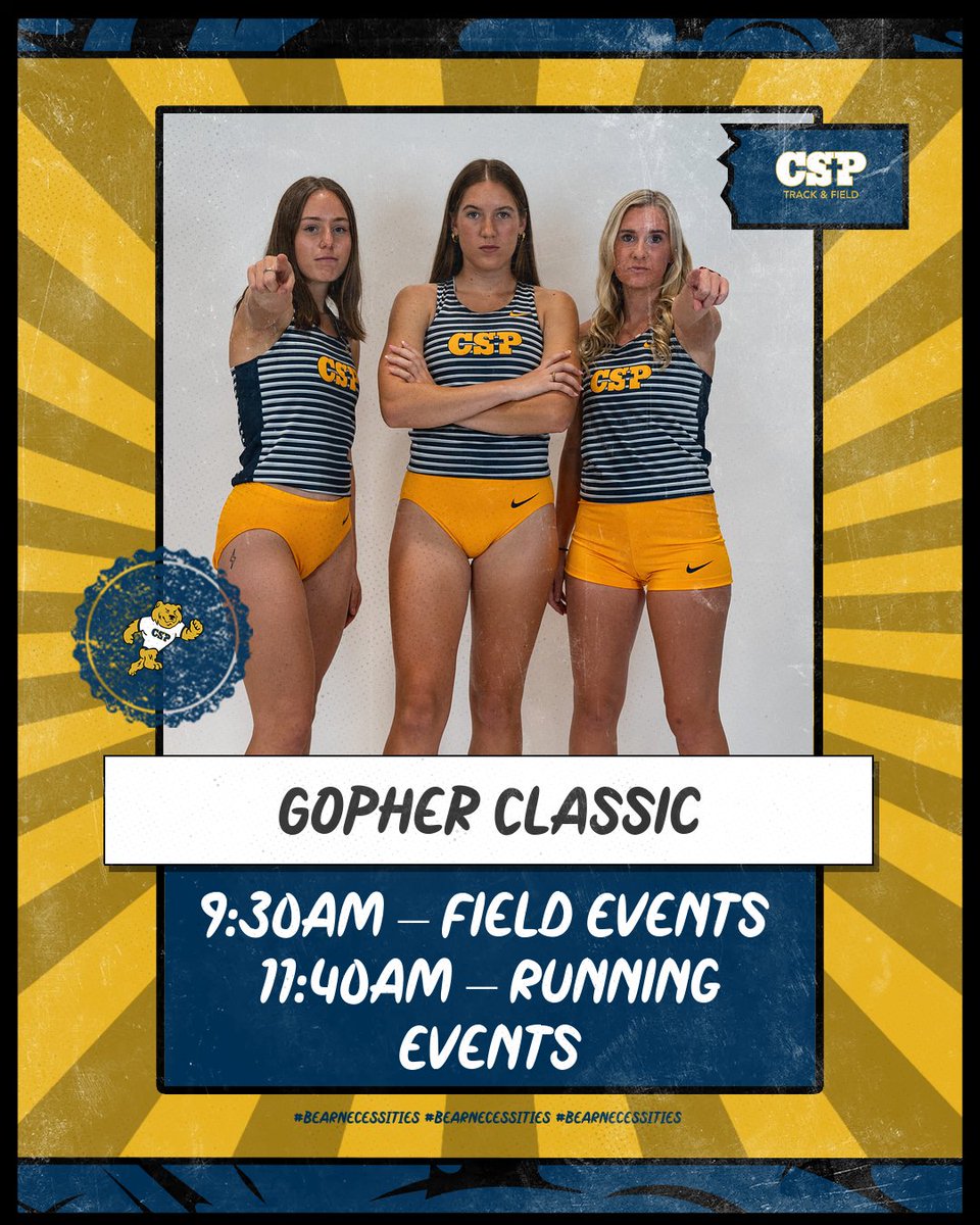 Today the Golden Bears head across town for the Gopher Classic. The action starts early with Men's pole vault at 9:30am!