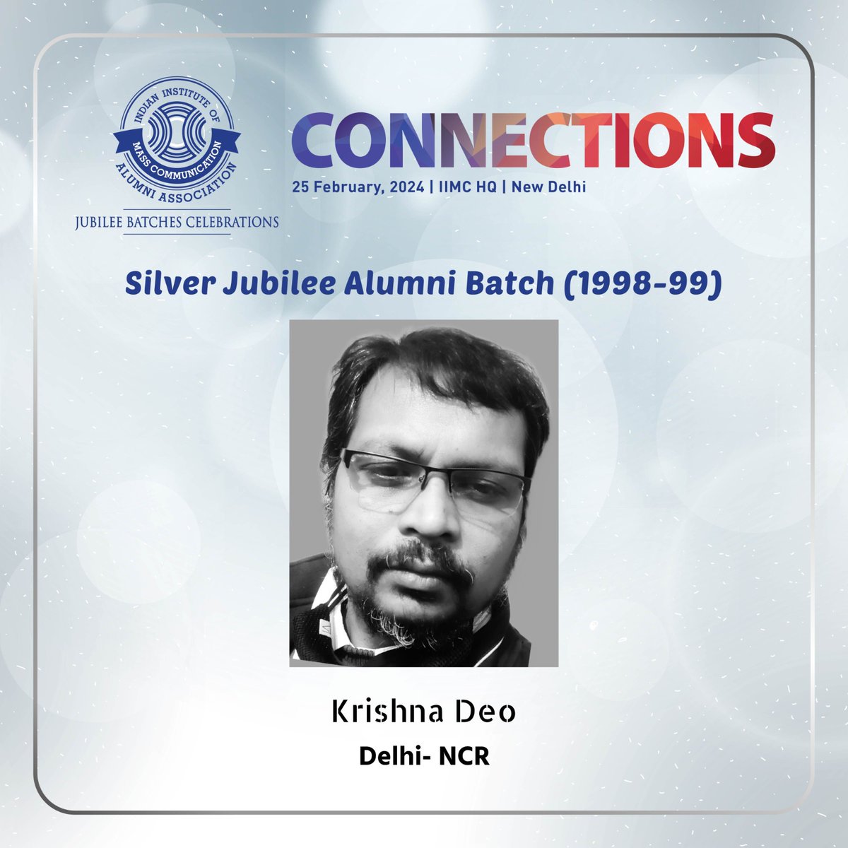 IIMC Silver Jubilee Alumni Batch: Krishna Deo (RTV, Delhi) is an independent Documentary Film Maker. Currently, exploring Blockchain technology & working on few Web3 projects. Earlier with Zee News, DD, Live India, History, BBC World and NGC. #IIMC #IIMCAA #Connections