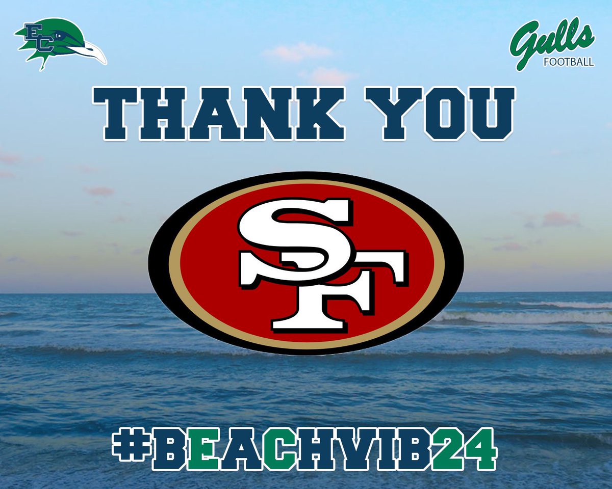 EndicottFB's tweet photo. Thank you to the @49ers for reaching out and evaluating our players‼️ Good luck next weekend in the Super Bowl‼️#BeachBall🏈🐦🏖️  #BeachVib24 https://t.co/mGKZrkqwwQ