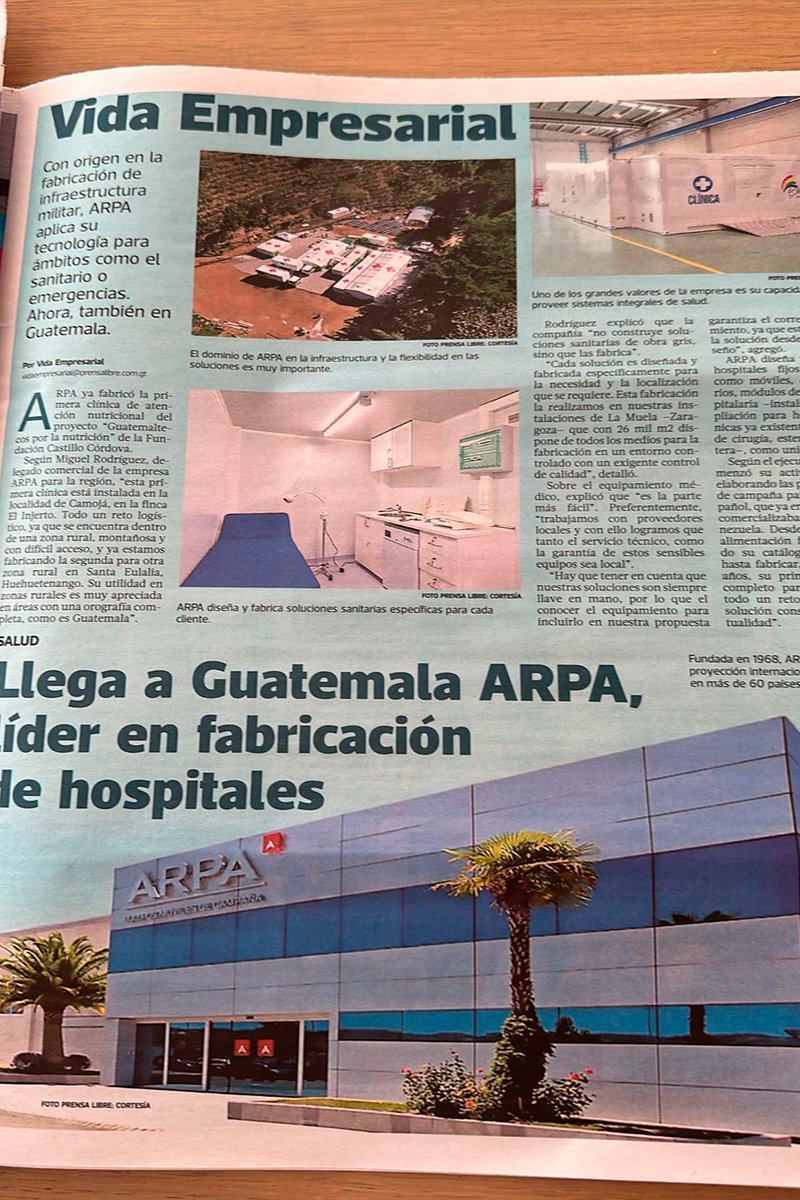ARPA EMC (@arpaemc) on Twitter photo Somos noticia en <a href="/prensa_libre/">Prensa Libre</a>, el diario líder de #Guatemala.
Estamos muy agradecidos por el reportaje.
#ARPA #HospitalesMóviles #TecnologíaSanitaria #TecnologíaEmergencias #InfraestructurasMóviles
#GuatemaltecosporlaNutrición Somos noticia en <a href="/prensa_libre/">Prensa Libre</a>, el diario líder de #Guatemala.
Estamos muy agradecidos por el reportaje.
#ARPA #HospitalesMóviles #TecnologíaSanitaria #TecnologíaEmergencias #InfraestructurasMóviles
#GuatemaltecosporlaNutrición