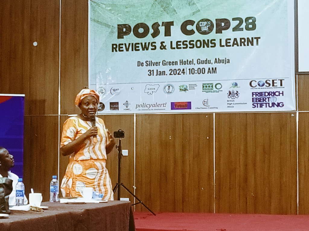 DevTrainNg's tweet photo. Earlier this week the DevTrain Team led by the Executive Director @SuunenA attended the ‘Post COP 28 – Reviews and Lessons Learnt organised by The Coalition for Socio-Ecological Transformation (CoSET) and partners in Abuja on Wednesday, January 31, 2024.
#CoSET
#COP28 https://t.co/7uWwo31qm2