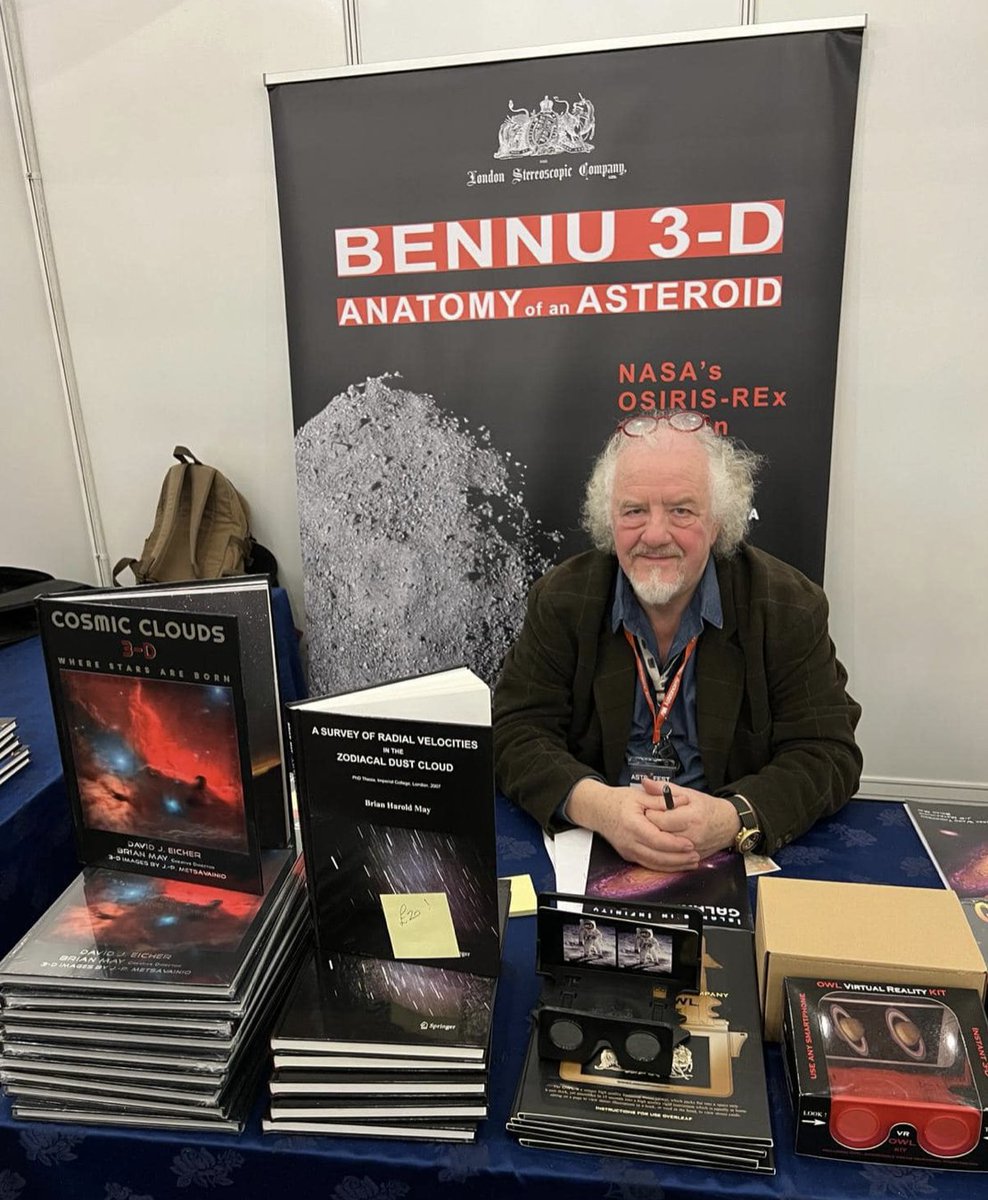 Here he is - our Publisher @robin_rees waiting for you @astrofest in Kensington Town Hall with all our LSC astro treasures created by Brian May. And if you want to book tickets to any of the fascinating talks today - Europeanastrofest.com (Photo Max Alexander)