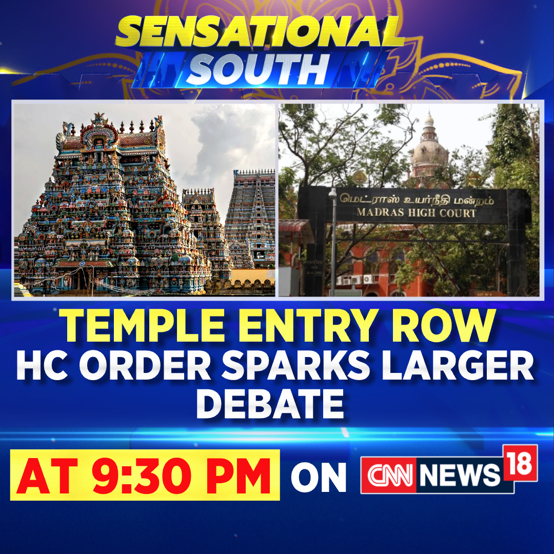CNNnews18's tweet photo. #TempleEntryRow: Madras HC Order Sparks Larger Debate
Watch #SensationalSouth with @harishupadhya at 9:30 PM only on CNN-News18! https://t.co/4tzrxXESEM
