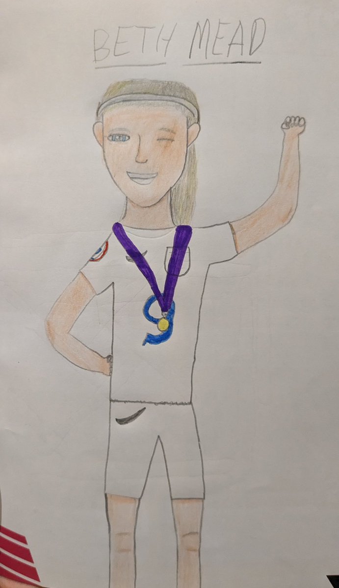 dandymeehan's tweet photo. @bmeado9  Hi Beth, my daughter Isla (10 years old and a fellow forward) is a huge fan and wanted to send you a picture she has drawn of you today. Well done on your return, we were really pleased for you. https://t.co/A9gfKvLloD