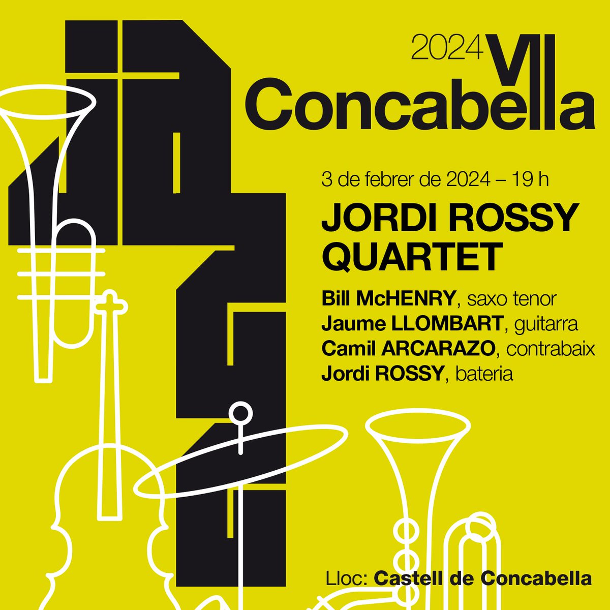 AmicsConcabella's tweet photo. Avui el Jordi Rossy Quartet (B. McHenry, saxo; J. Llombart, guitarra; C. Arcarazo, contrabaix i J. Rossy, bateria) actuarà al Castell Concabella 19h.  Entrades 1h abans taquilla. Més info: https://t.co/WozSbJQ9rk . No us el perdeu!
@CConcabella https://t.co/mZLSaoDsVm