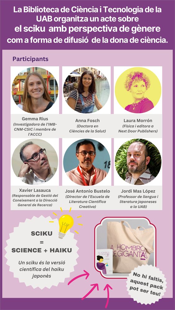 Bctuab's tweet photo. Però el José Antonio no és l'únic que escriu #scikus.
El dimarts 13/2 ens reunirem a la #bctUAB per parlar-ne, amb ell i amb Gemma Rius, Jordi Mas, @lauramorron @AFoschM i @xavierlasauca.
Ens acompanyes?
🔗https://t.co/MqtfHkqoCz
@UABciencies @uabbiociencies @EnginyeriaUAB https://t.co/AdLgNXyaEt