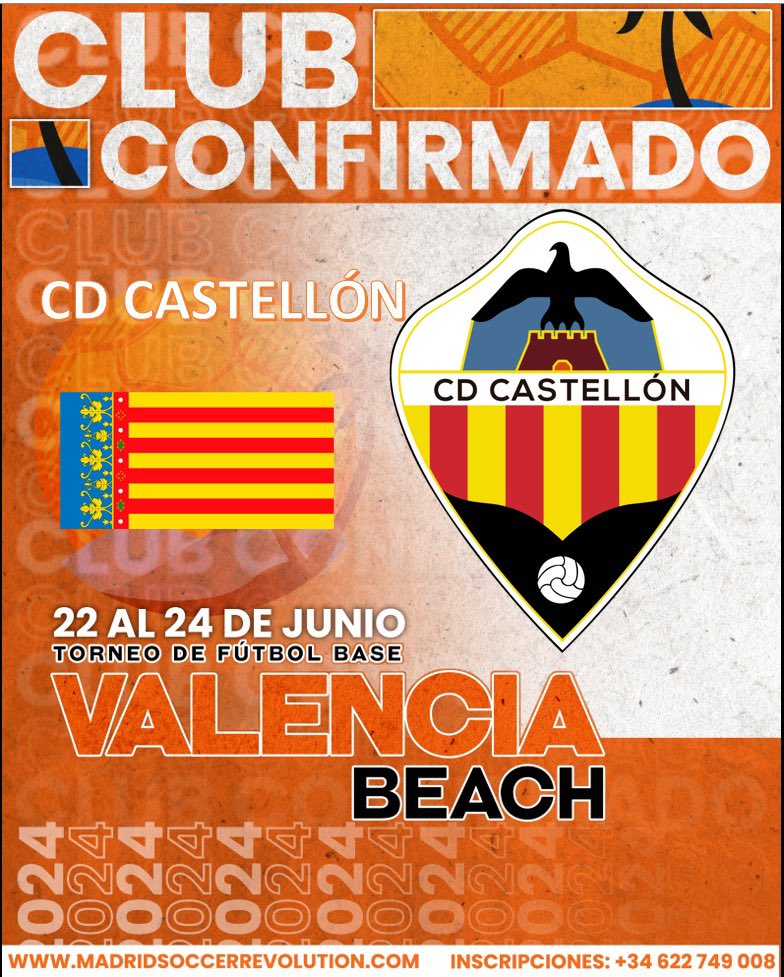 🎯𝐃𝐚𝐦𝐨𝐬 𝐥𝐚 𝐛𝐢𝐞𝐧𝐯𝐞𝐧𝐢𝐝𝐚 𝐚 <a href="/cdcastellon/">CD Castellón</a> 
#𝐕𝐚𝐥𝐞𝐧𝐜𝐢𝐚𝐁𝐞𝐚𝐜𝐡 𝟐𝟎𝟐𝟒

✅CONFIRMADO: CD Castellon 

🧒👧 Todas las Categorías Masculinas y Femeninas

🇪🇸 🇵🇹 🏴󠁧󠁢󠁥󠁮󠁧󠁿 🇫🇷🇩🇪🇳🇱🇮🇹🇯🇵🇪🇪🇬🇷🇨🇾🇺🇸🇲🇽

➕ℹ️ 📲 +34 622 749 008
📪info@madridsoccerrevolution.es

#valenciabeach