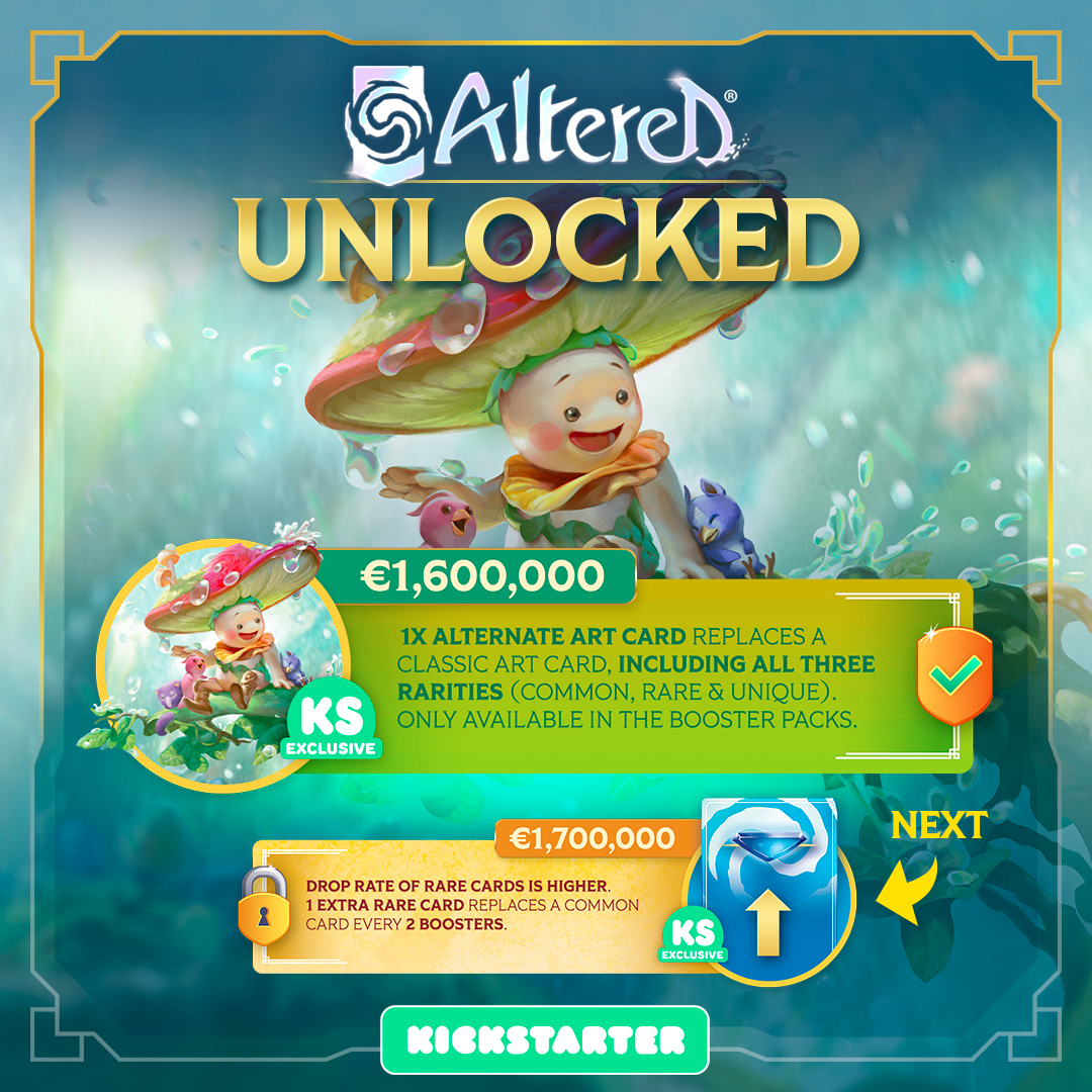 Cuteness over 9000 UNLOCKED! You can now find this lovely alt arts of our beloved Sneezer Shroom in your KS edition booster packs . #AlteredTCG #Kickstarter Cuteness over 9000 UNLOCKED! You can now find this lovely alt arts of our beloved Sneezer Shroom in your KS edition booster packs . #AlteredTCG #Kickstarter