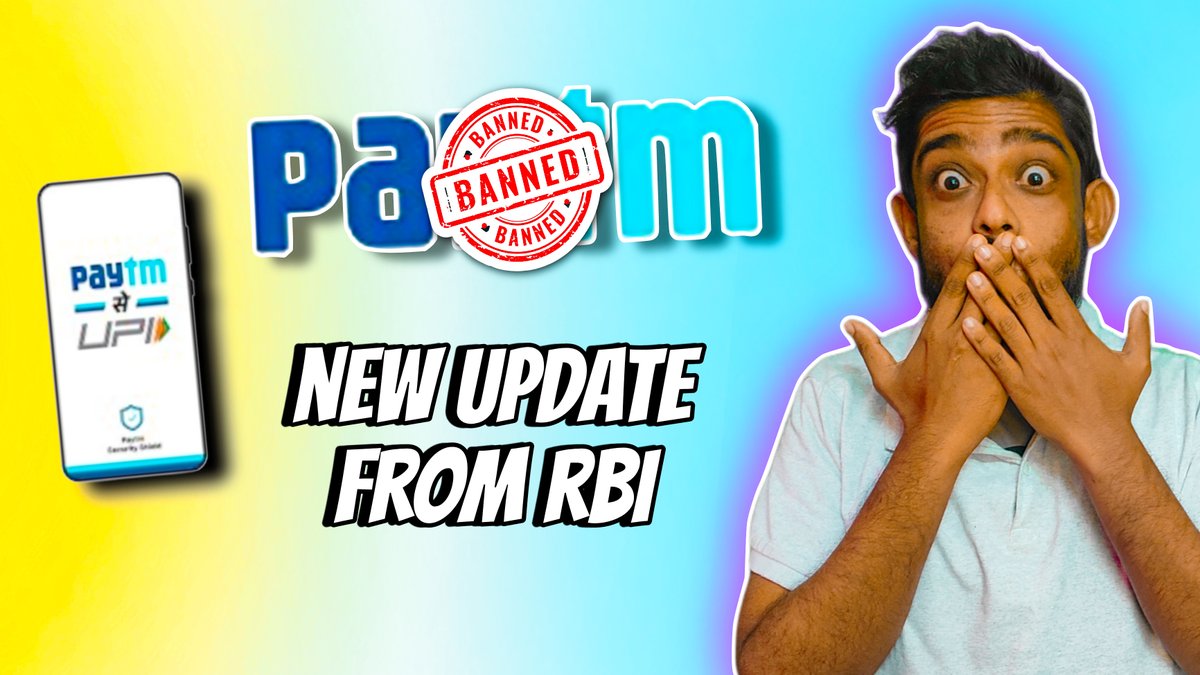 TechiSayan's tweet image. New Update from RBI in the Paytm Issues. Problem solved...!
watch now all details are in this video...👇👇
youtu.be/RiNE-0XsgeY
#PaytmPaymentsBank #PaytmKaro #paytmban #rbinewupdate #paytmupdate