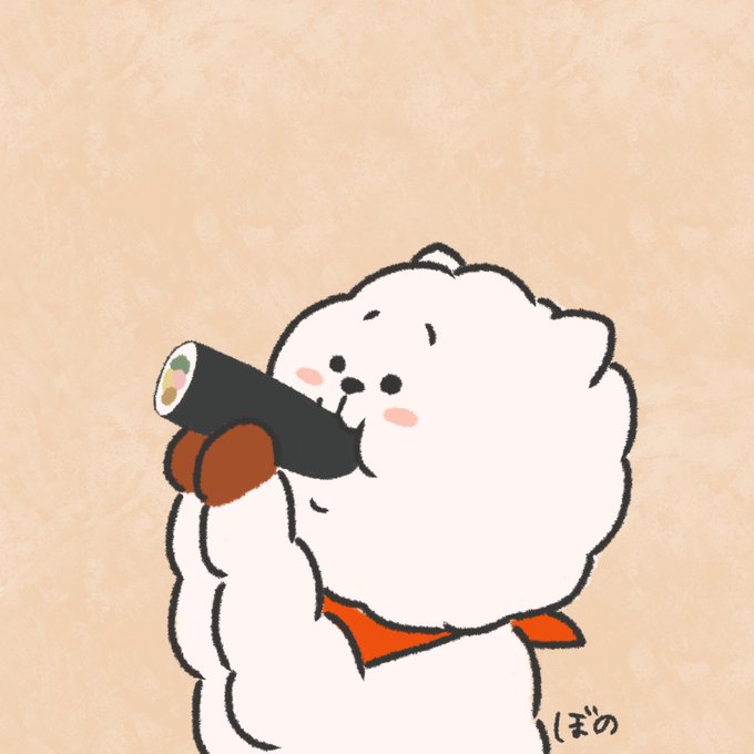 \モッ モッ モッ モッ/     𖦹( ˙༥˙  )みんな恵方巻食べた?#BT21 #RJ 