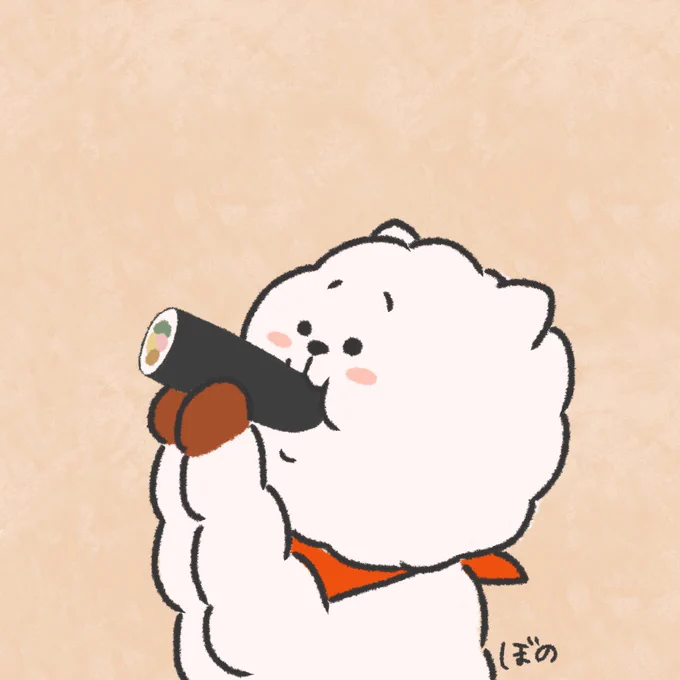 \モッ モッ モッ モッ/     𖦹( ˙༥˙  )みんな恵方巻食べた?#BT21 #RJ 