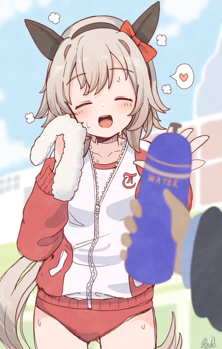 走り込み終わりのカレンチャンに水分渡したい人生だった#ウマ娘 #カレンチャン 
