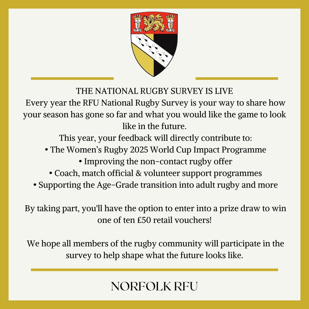 PLEASE  TAKE THE TIME TO COMPLETE THIS SURVEY. Regardless of if you are a  player, partner, club volunteer, supporter, committee member, coach,  referee or parent your opinions are needed. Here's the link.

survey.alchemer.eu/s3/90413346/64…