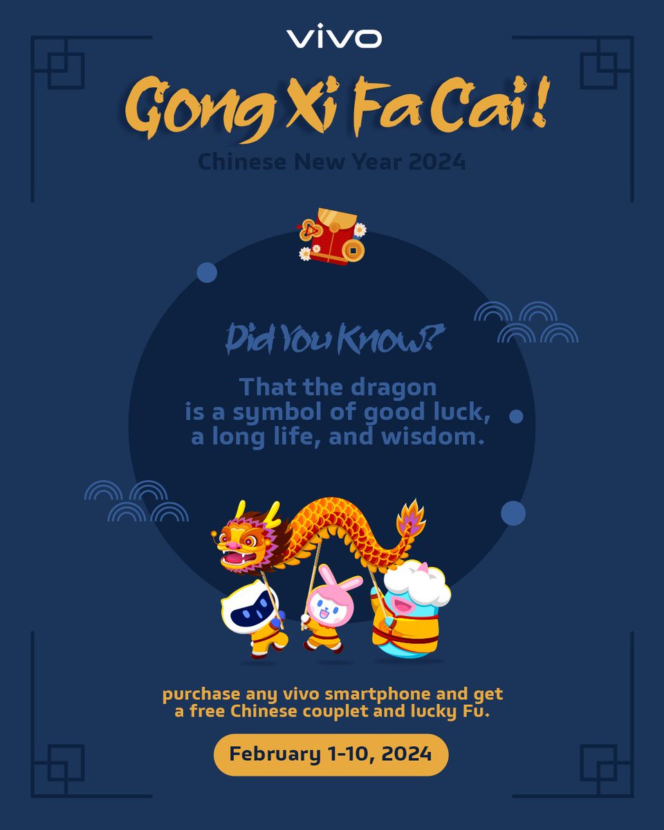 vivo_phil's tweet photo. Did You Know?
The Lunar New Year is fast approaching and as we welcome the #ChineseNewYear2024 we have special gifts to our #vivofam!
Just click the link for the mechanics vivo fam.
https://t.co/ORU89kCmgs https://t.co/y8BVcEx8Xz