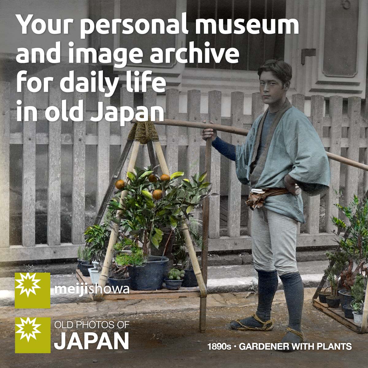 I've been collecting images of daily life in old Japan since 2007:

• Some 10,000 can be seen online.
• There are another 40,000 offline.
• I've written over 340 articles.

MeijiShowa meijishowa.com – Image Archive
Old Photos of Japan oldphotosjapan.com – Stories