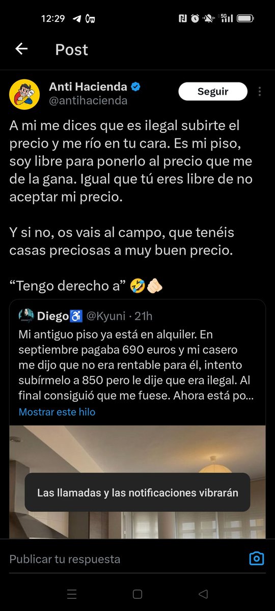 soytodoojeras's tweet photo. Es tu piso en el que pones un precio desorbitado y soy libre de pegarle una patada a la puerta y okupartelo. Que os jodan a todos los putos caseros abusadores. https://t.co/vINDn2GSpJ