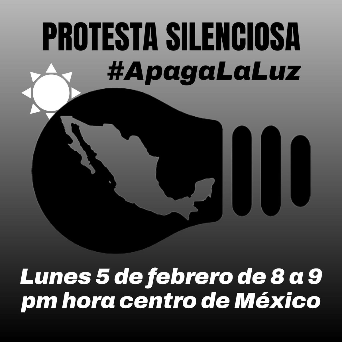 ¿Qué vas a hacer el próximo lunes 5 de febrero de 8 a las 9 de la noche?

Yo apagaré las luces de mi casa para unirme a la protesta ciudadana contra el #NarcoPresidente #FentAMLO 

Te invito a protestar juntos! 
 
Yo apagaré mi luz, ¿Y tú? 
#ApagaLaLuz 
#MexicoMereceMas