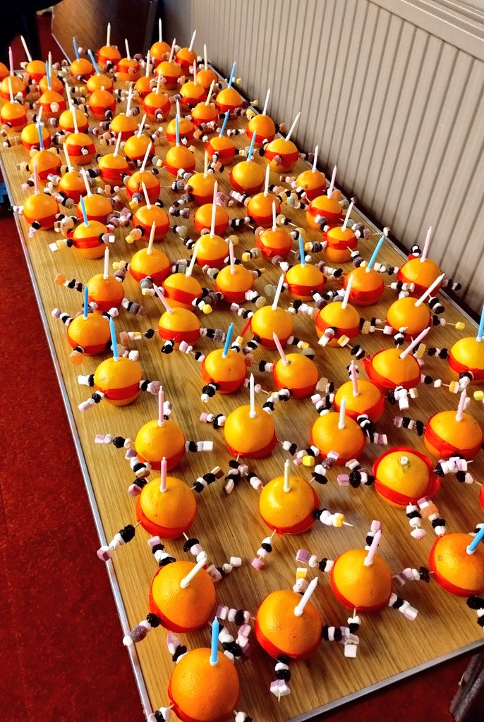 We're ready for our #Christingle service tomorrow @TW11Parish Thank you to everyone who turned up and helped assemble everything!