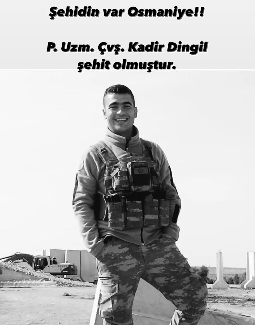contextosmaniye's tweet photo. Şehidin var Osmaniye!!!!
 Irak’ın kuzeyinde, bölücü terör örgütünün taciz atışı sonucu Osmaniyeli P. Uzm. Çvş. Kadir Dingil şehit olmuştur. https://t.co/3traSnH7jM
