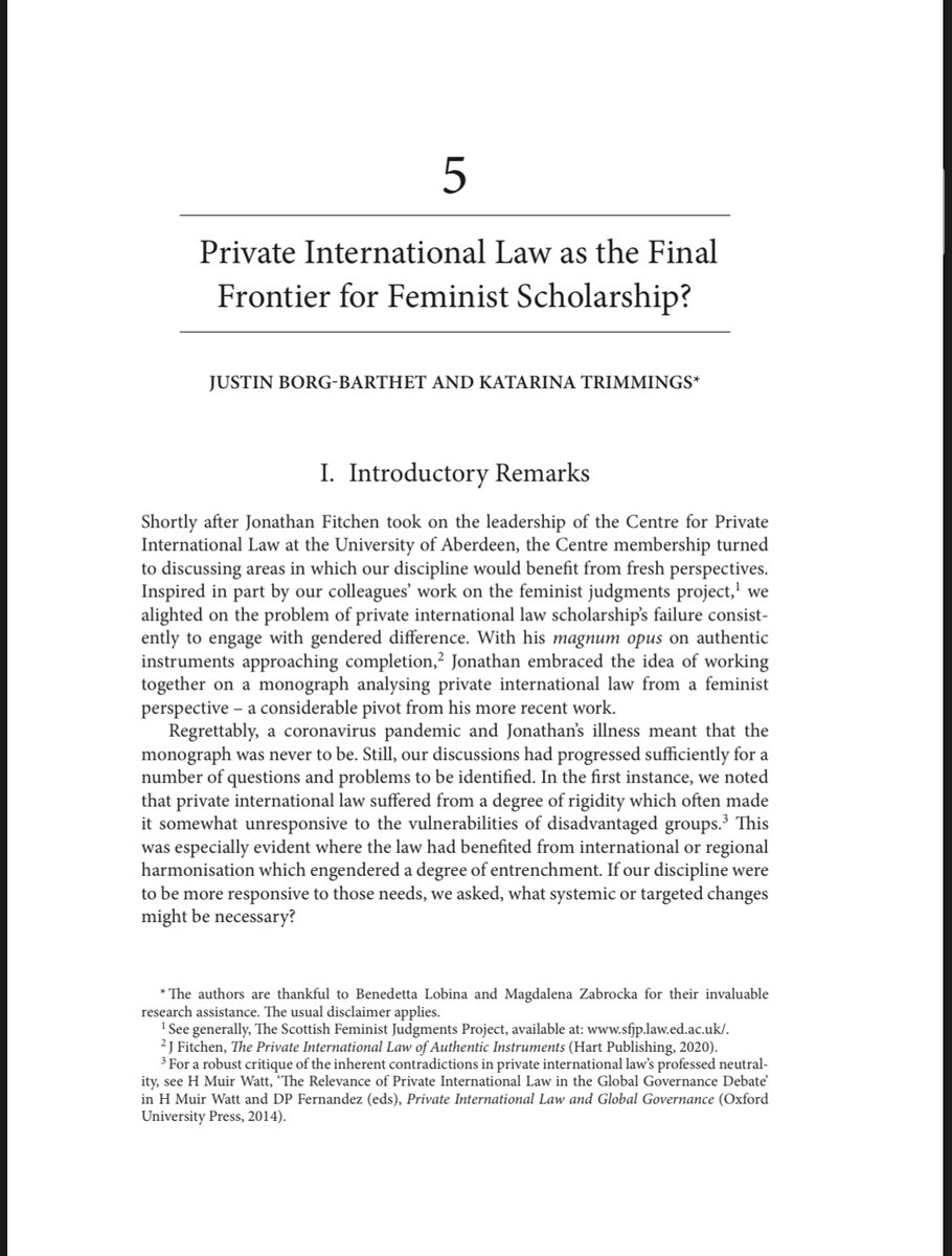 JustinBBarthet's tweet photo. Katarina Trimmings and I conclude the more theoretical part with our chapter on PrIL and feminist scholarship.

@Ruritanian starts discussion of civil and commercial matters with a chapter which should be read by anyone seeking to discern the meaning of damage in PrIL. 5/n https://t.co/QDVQWue5mg
