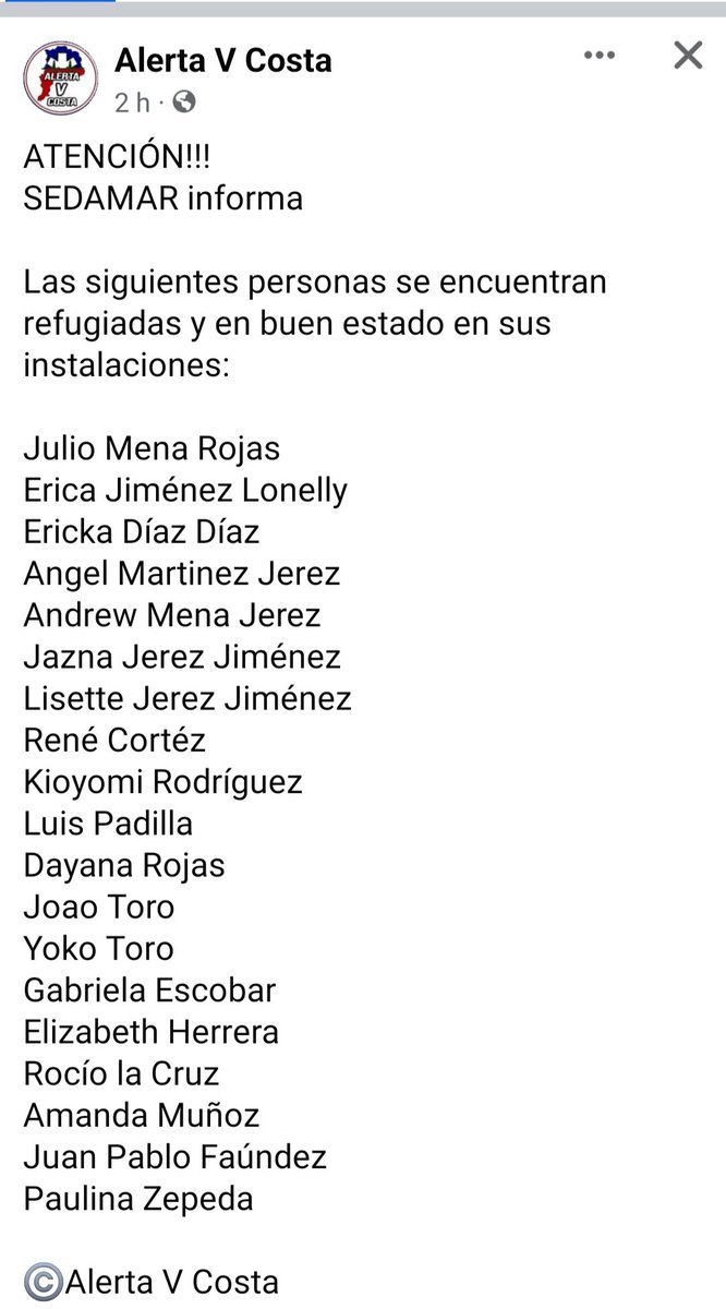 1520__Epona's tweet image. Atención 
#IncendioForestal #ViñadelMar 
Personas en albergues que pueden estar siendo buscadas 
📣📣📣📣