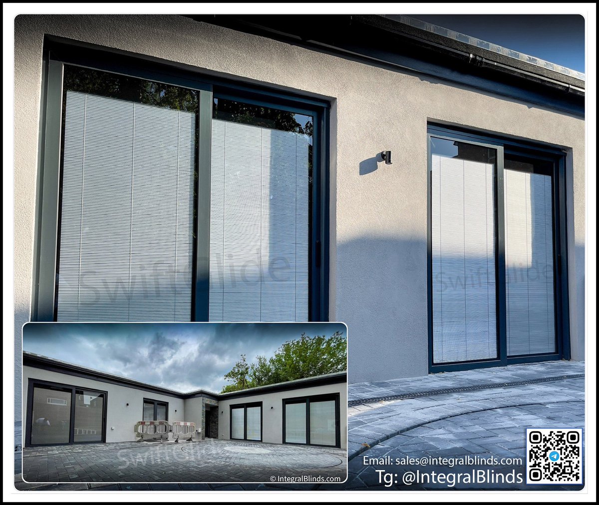A recent 24volt Automated Integral Blinds project by us at #Edgware in #NORTHLONDON. 

Installed by us into multiple new aluminium Sliding doors and tilt and turn windows throughout a new build property.

Our automated 24 volt hard wired integral blinds with our unique Fully
