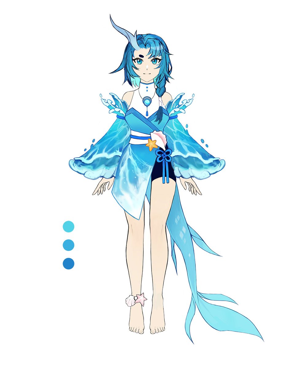 💧 Adoptable Design 💧 

Water dragon 
Price : 100$ (with commercial use)

You can claim for it below or in my dm.

#adoptable #Vtuber #characterdesign