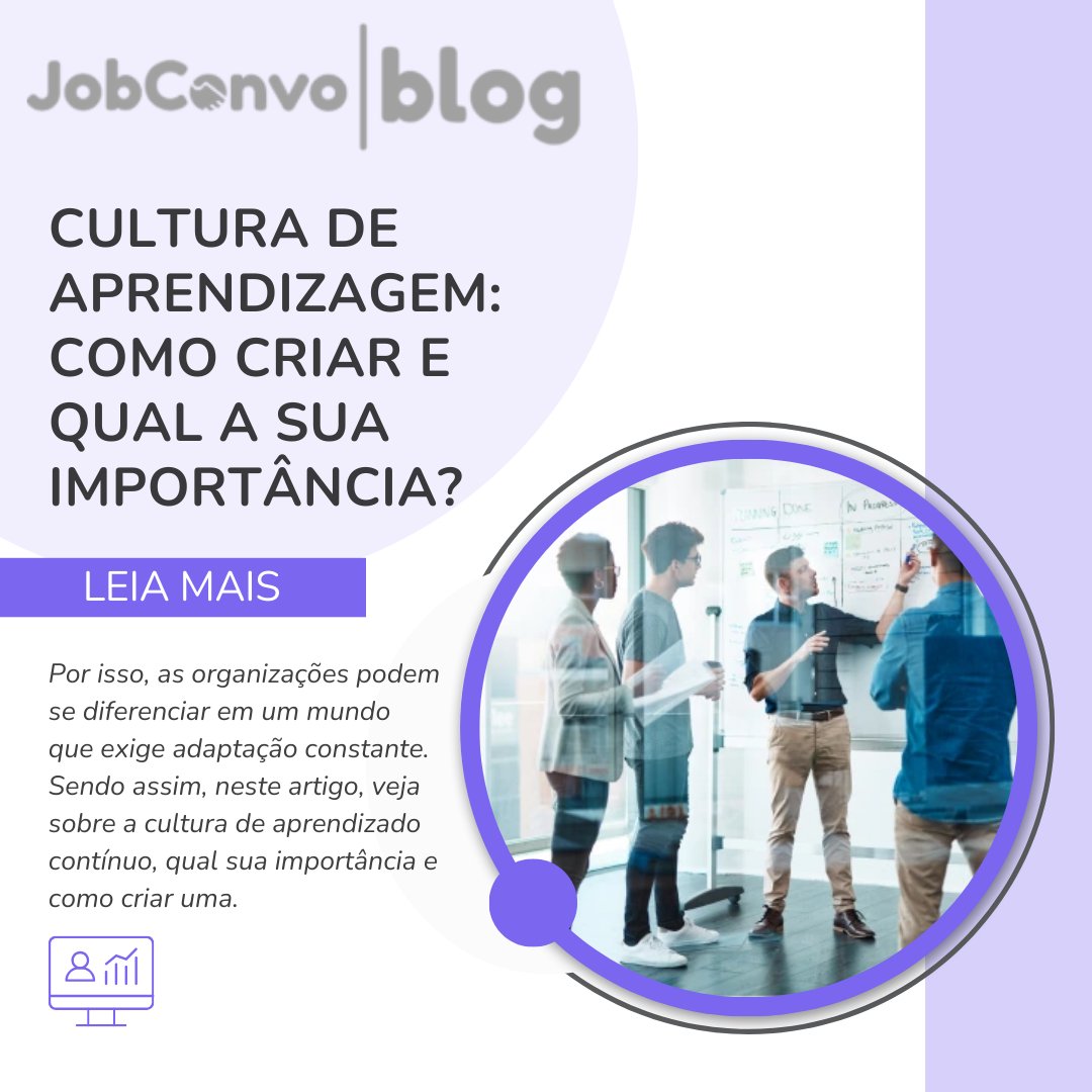 JobConvo's tweet photo. ✍️ Como anda a Cultura de Aprendizagem na sua empresa? Leia o artigo completo https://t.co/cg5d1srzBX e entenda a importância e como criar.

#rh #hrtech #gestaodepessoas #culturaorganizacional #culturadeaprendizagem #aprendizagemempresarial https://t.co/xrurm7mx0g