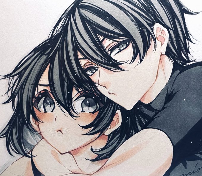 「black hair brother and sister」 illustration images(Latest)